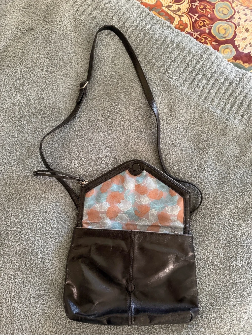 HOBO Black Leather Crossbody Bag Convertible Zip Flap Purse